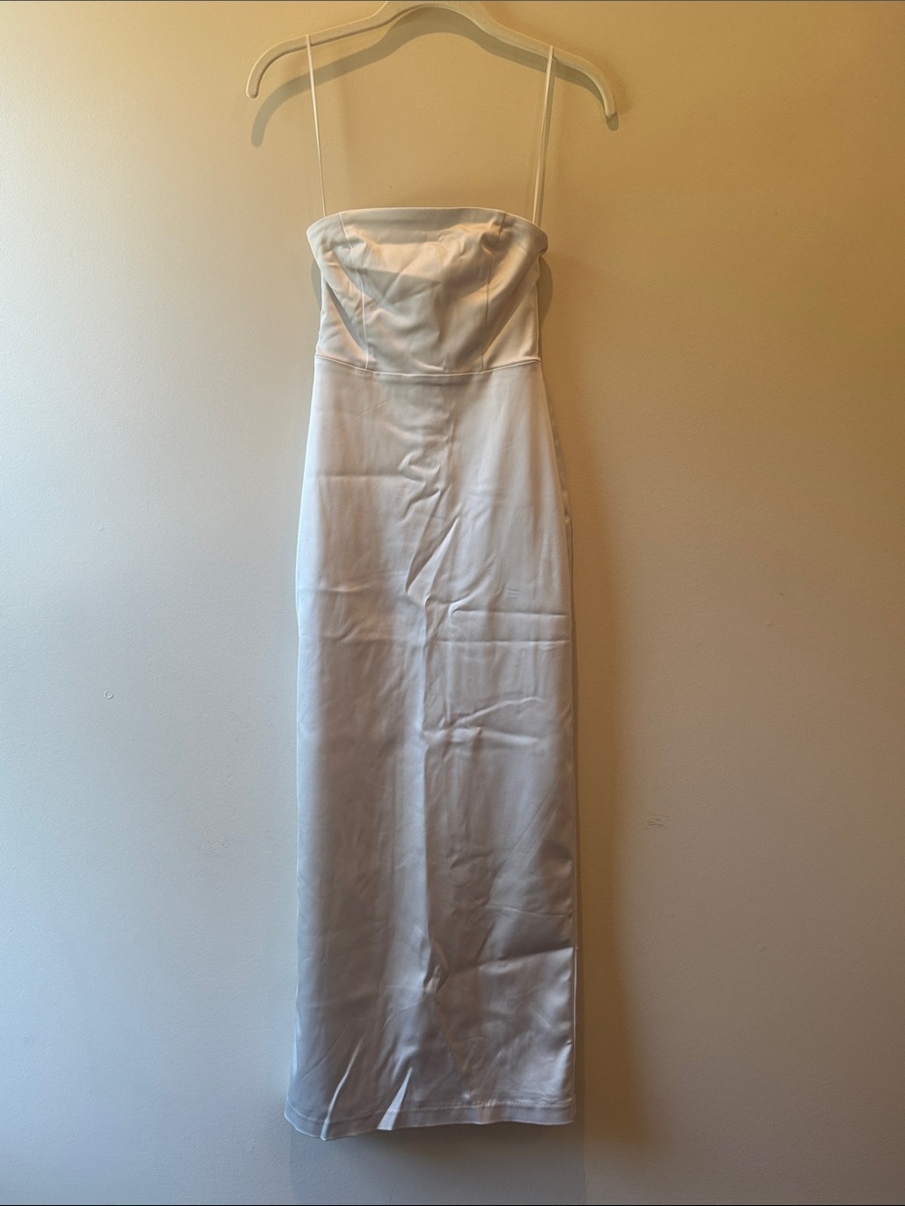 Abercrombie & Fitch Strapless White Satin Column Gown